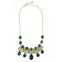 Emerald Teardrop Bib Necklace